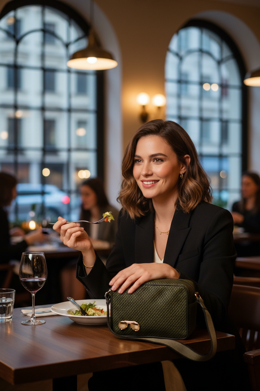 NADIA Shoulder Bag | Shinny Dark Green Glasses