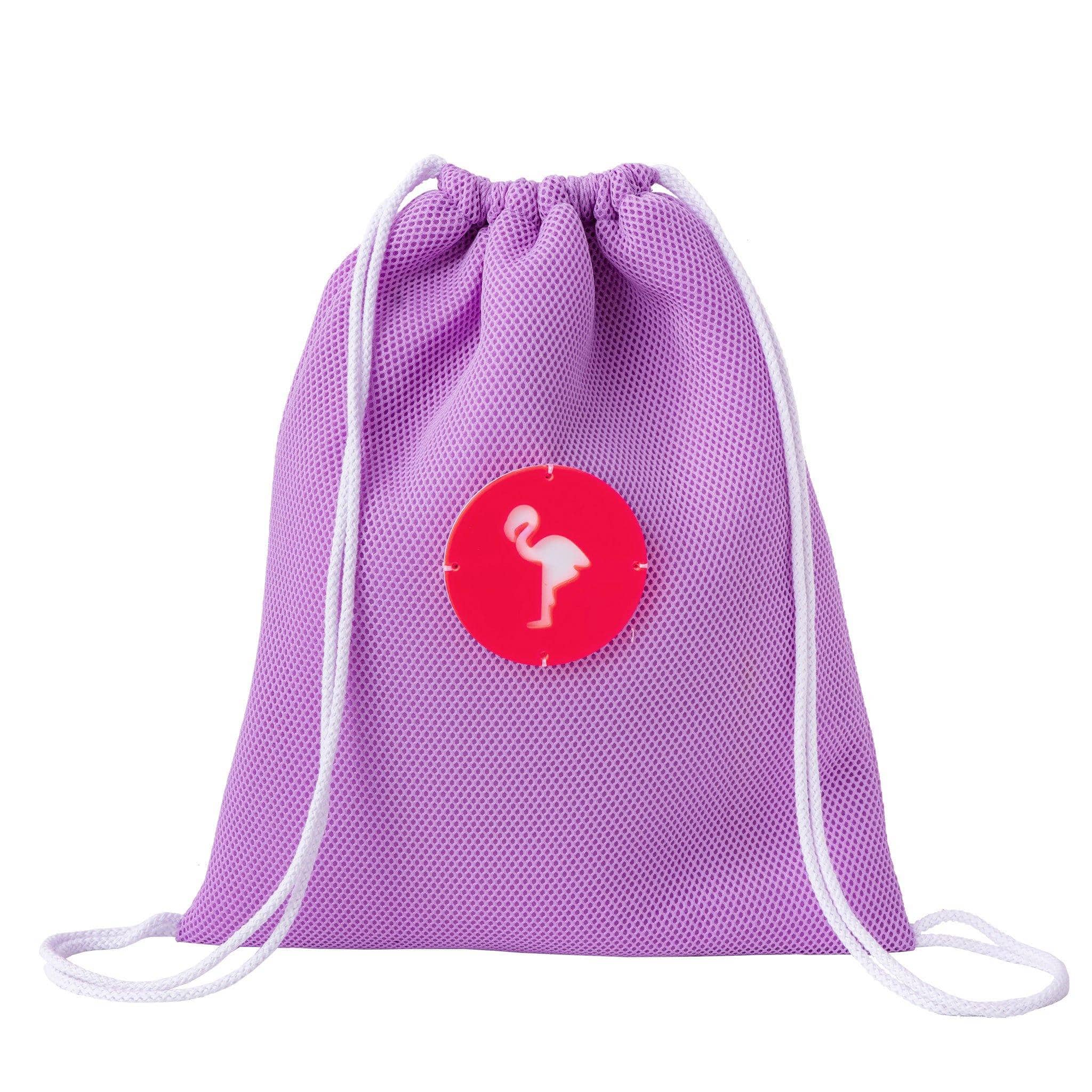 TATE Backpack | Lilac Bubbles Flamingo tag