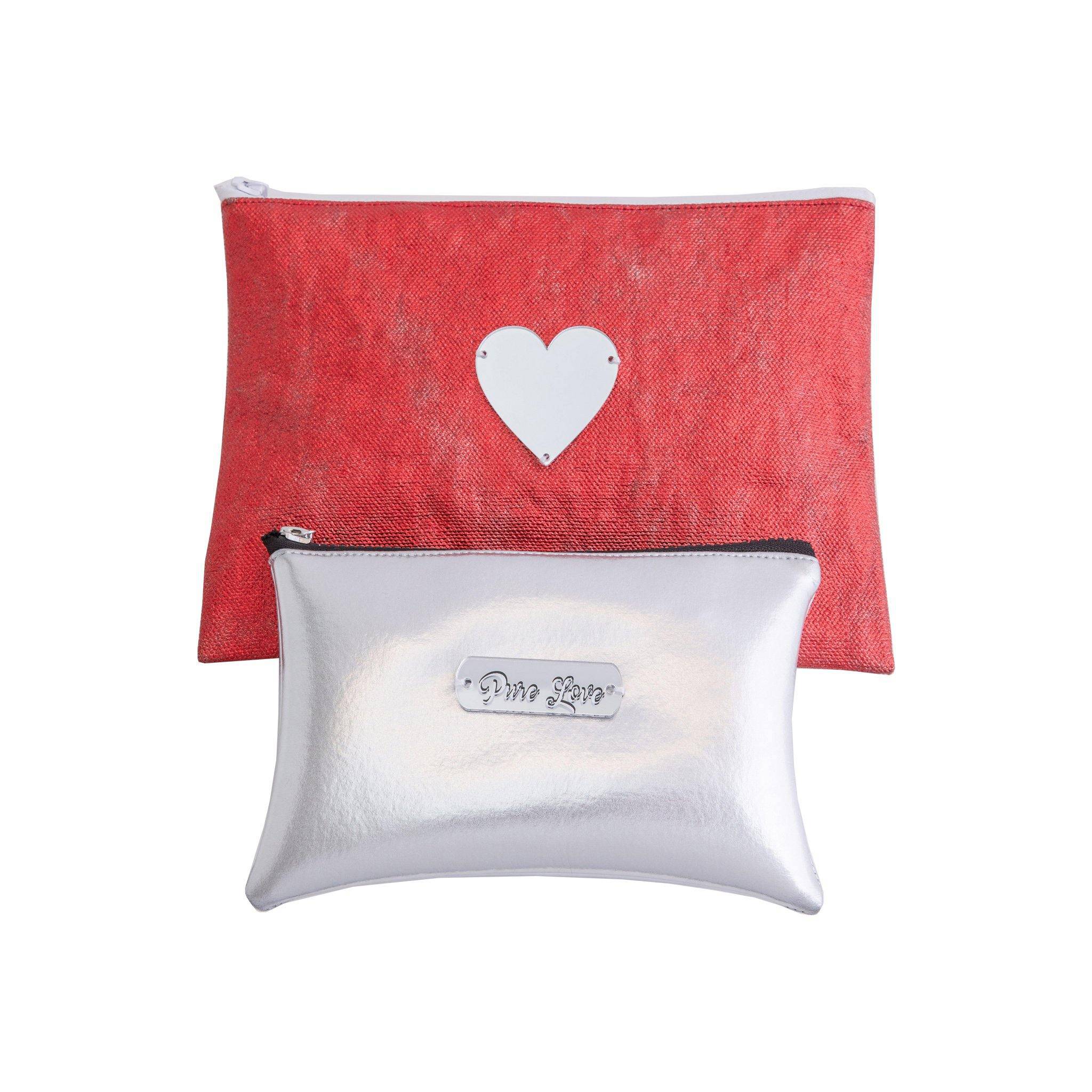 ZOO POUCH SET | Red Metallic Heart & Silver Disco Pure Love