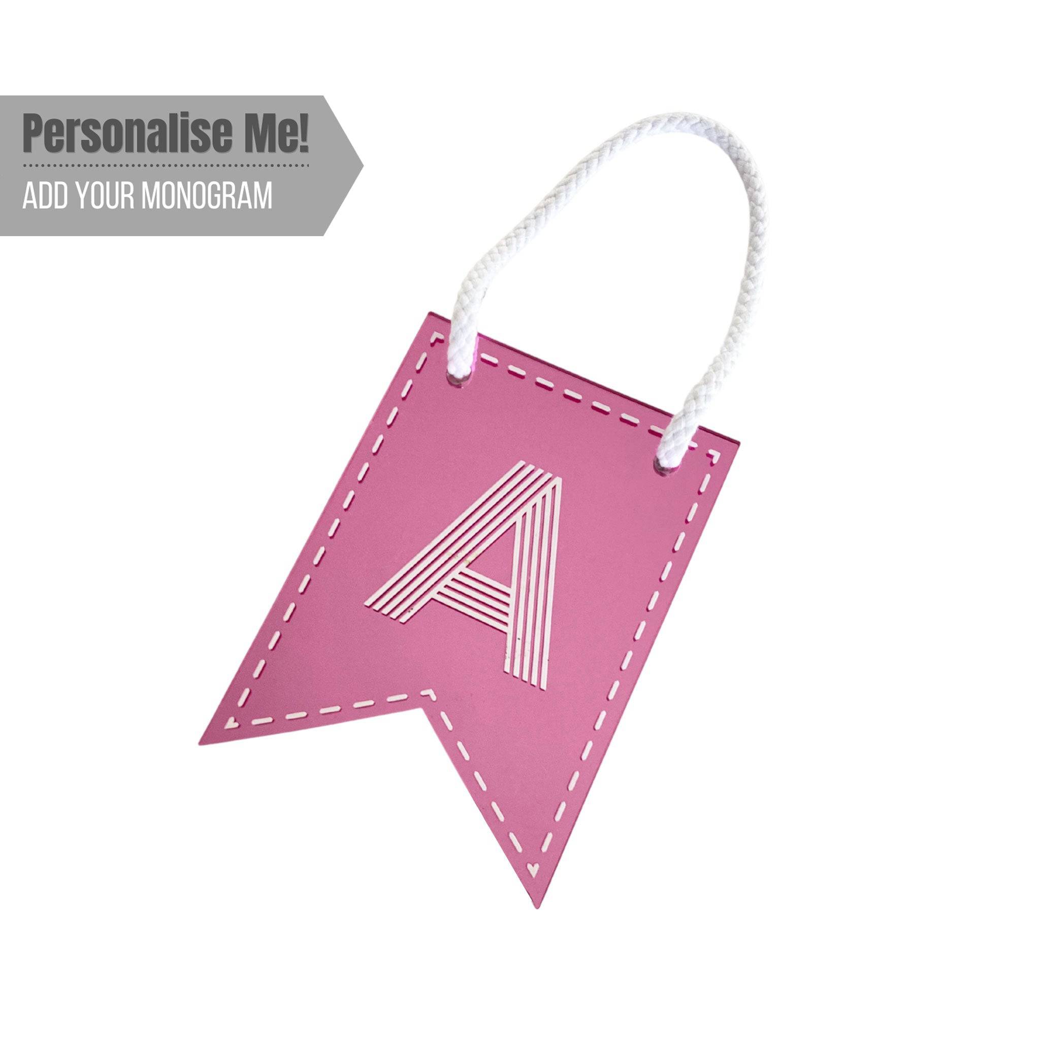 HANGING FLAG | Pink White Monogrammed Girl