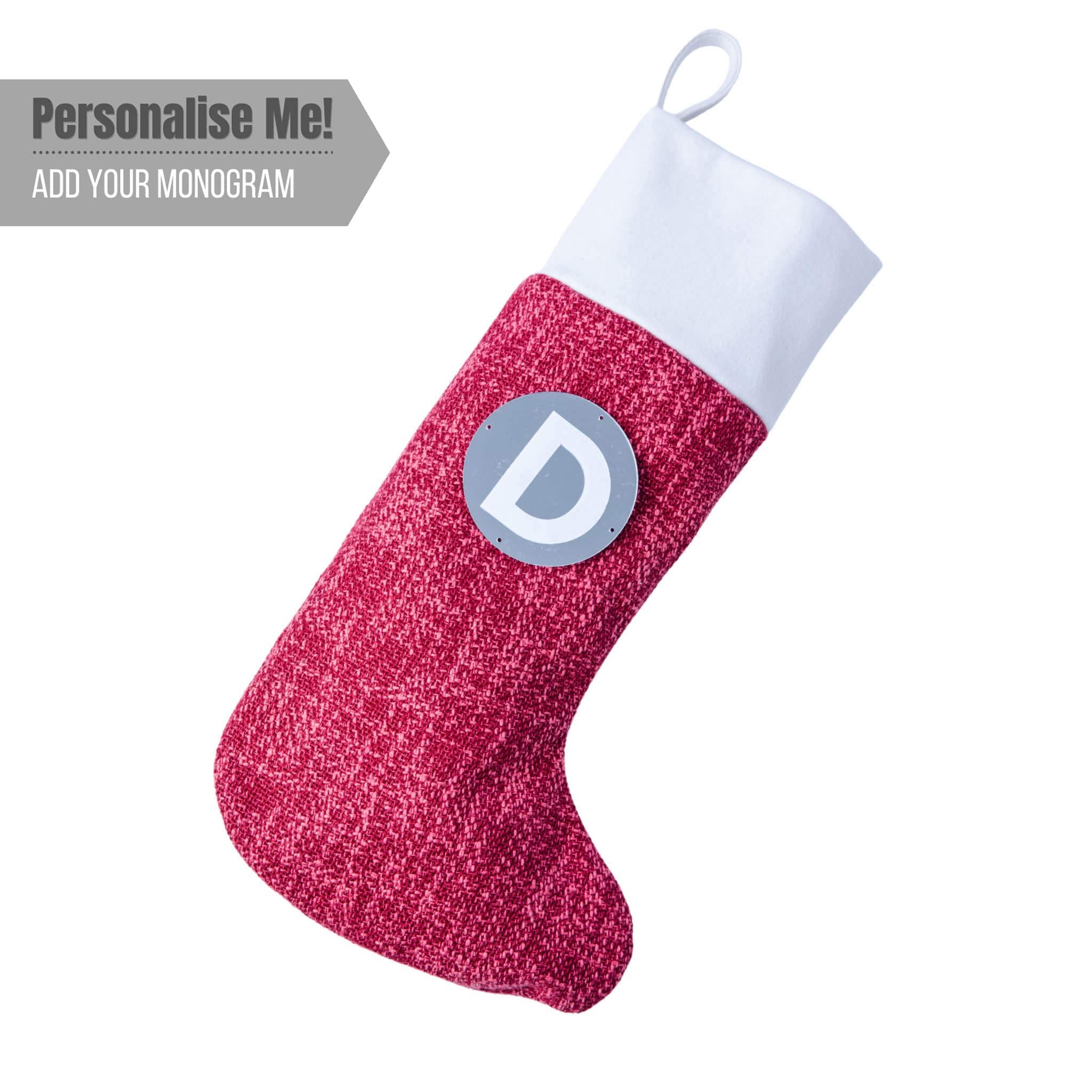 CHRISTMAS STOCKING | Red Pink Monogrammed