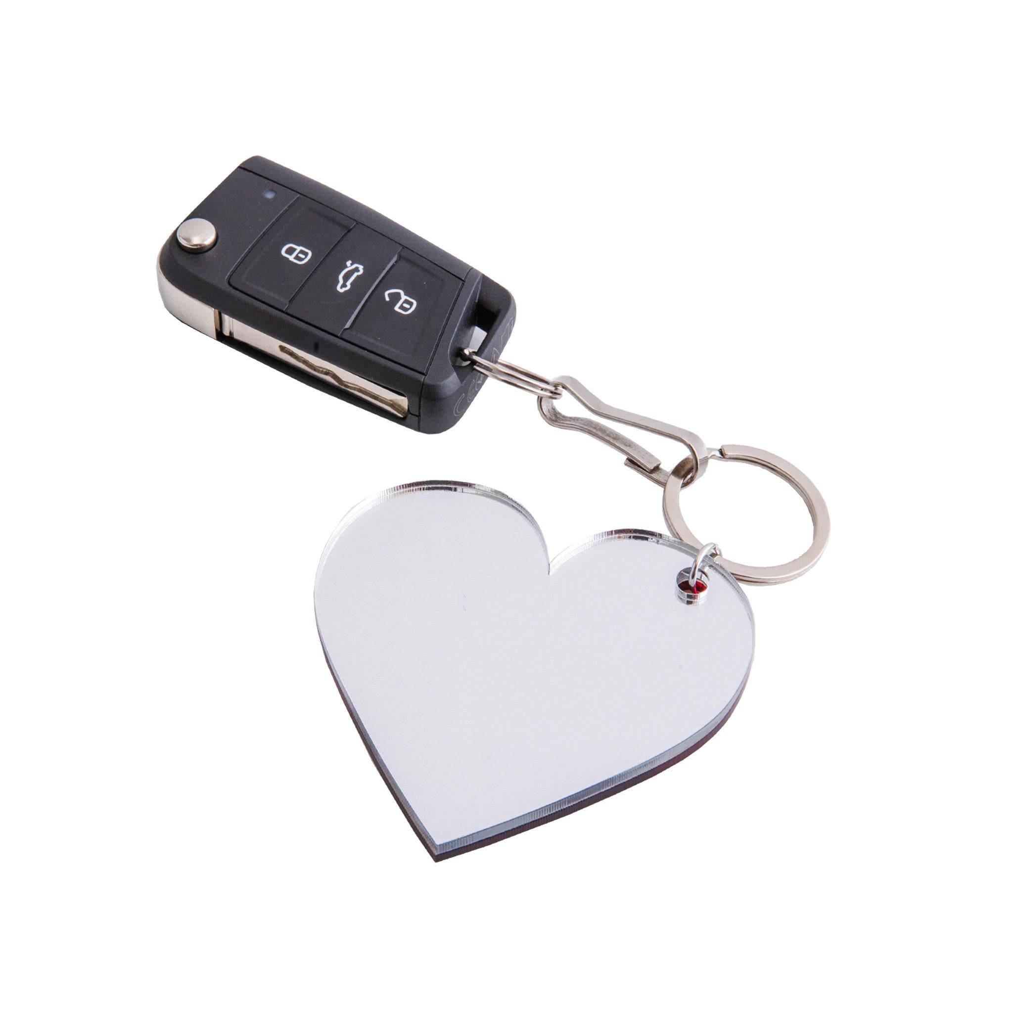 Key Ring |  Red Silver Heart